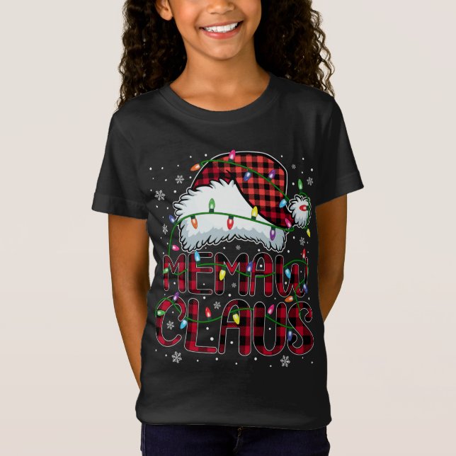 Camiseta Búfalo navideño vestido rojo Santa Hat Memaw (Anverso)