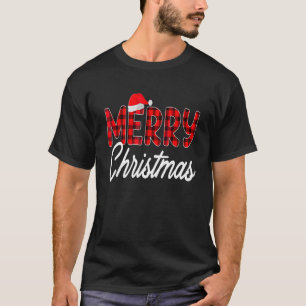 Camiseta Búfalo navideño vestido rojo Santa Hat Xmas P