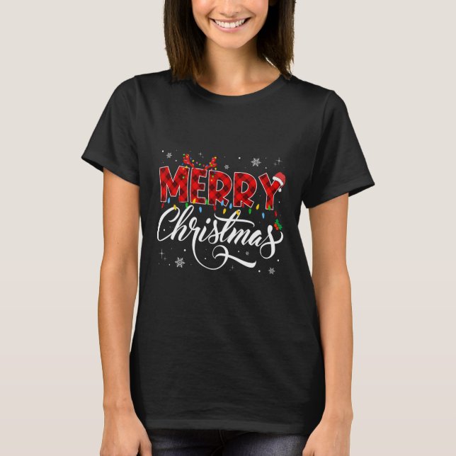 Camiseta Búfalo navideño vestido rojo Santa Hat Xmas P (Anverso)