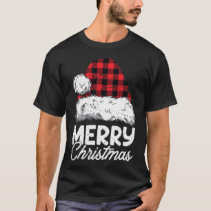 Camiseta Búfalo navideño vestido rojo Santa Hat Xmas P