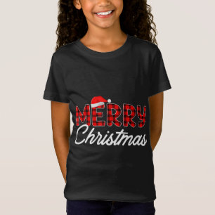 Camiseta Búfalo navideño vestido rojo Santa Hat Xmas P