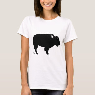 Camiseta Búfalo negro y blanco de Bison Silhouette Pop Art