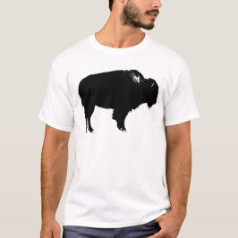 Camiseta Búfalo negro y blanco de Bison Silhouette Pop Art