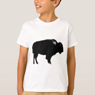 Camiseta Búfalo negro y blanco de Bison Silhouette Pop Art