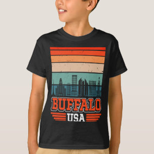 Camiseta Búfalo Nueva York Estados Unidos Retro Vintage Ata