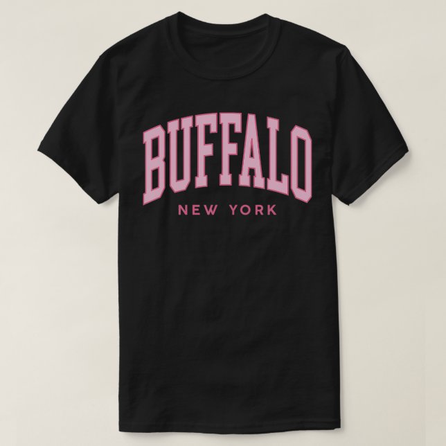 Camiseta Búfalo NY Pink Retro Preppy Throwback Mujeres Chic (Diseño del anverso)