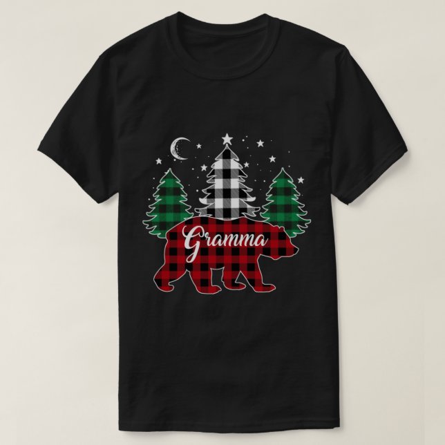 Camiseta Búfalo Oso Regalo Árboles navideños Familia Pajama (Diseño del anverso)