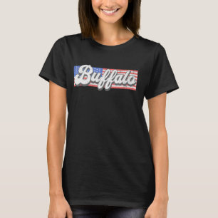 Camiseta Búfalo patriótico Bandera de Estados Unidos Stripe