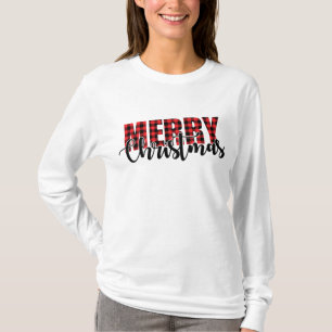Camiseta Búfalo Plaid Feliz Navidad Festivo Vacacional