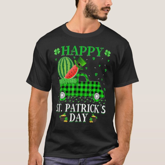 Camiseta Búfalo Plaid Green Truck Watermelon Fruit St Patr (Anverso)