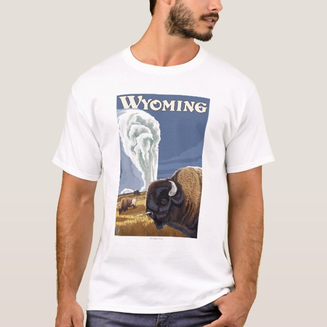 Camiseta Búfalo por el poster fiel viejo del viaje del (Anverso)