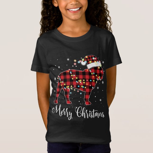 Camiseta Búfalo rojo Bulldog francés Feliz Navidad P (Anverso)
