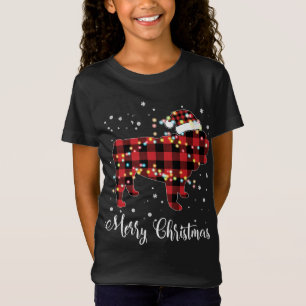 Camiseta Búfalo rojo Bulldog inglés Feliz Navidad