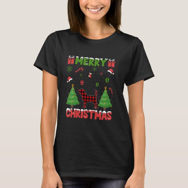 Camiseta Búfalo Rojo de árbol de navidad tocó beagle perro  (Anverso)