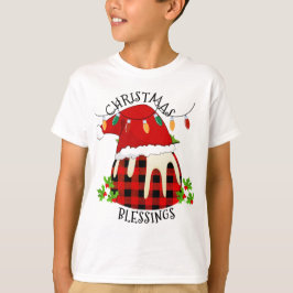 Camiseta Búfalo rojo Navidades Santa Pudding