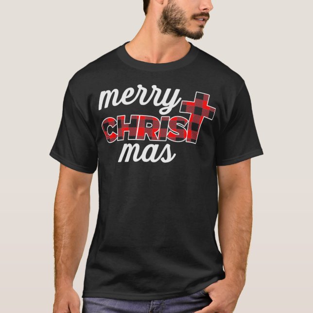 Camiseta Búfalo Rojo Tocado Merry navidad coincidiendo Paj (Anverso)