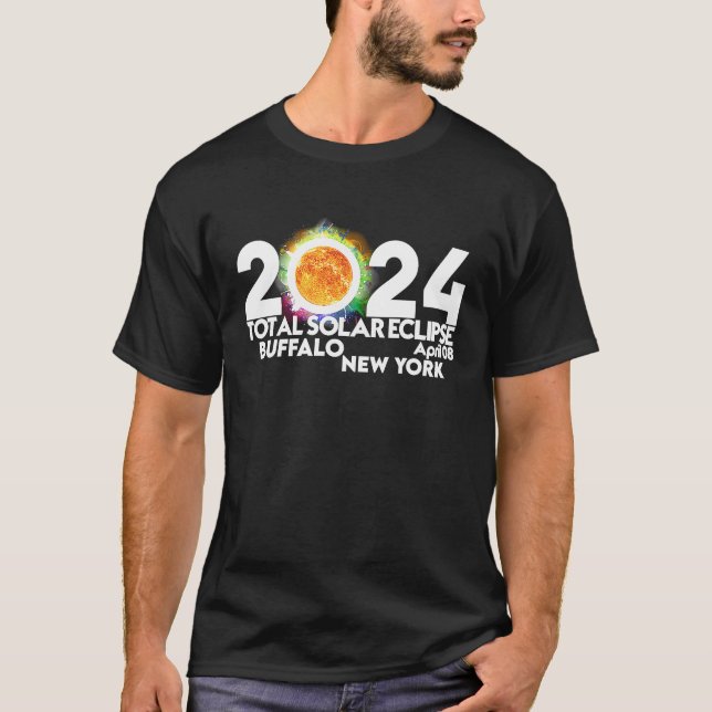 Camiseta Búfalo total de eclipse solar Nueva York 8 de abri (Anverso)
