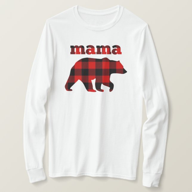Camiseta Búfalo trenzado Mamá oso manga larga (Anverso del diseño)