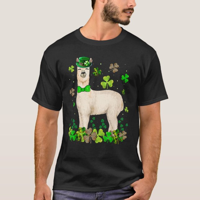 Camiseta Búfalo verde Llama Lucky Shamrock St Patri (Anverso)