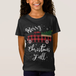 Camiseta Búfalo Vintage Truco Rojo Merry Christmas Y'