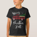 Camiseta Búfalo Vintage Truco Rojo Merry Christmas Y'<br><div class="desc">Camión rojo de búfalo de época navidad navideña</div>