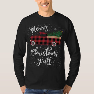 Camiseta Búfalo Vintage Truco Rojo Merry Christmas Y'