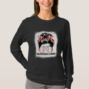 Camiseta Bufanda de béisbol Mamá Pelo Desordenado Orgullosa