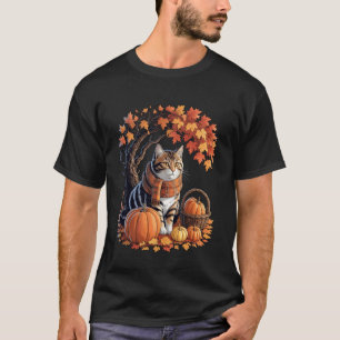 Camiseta Bufanda de gato otoño calabaza Día de Acción de Gr
