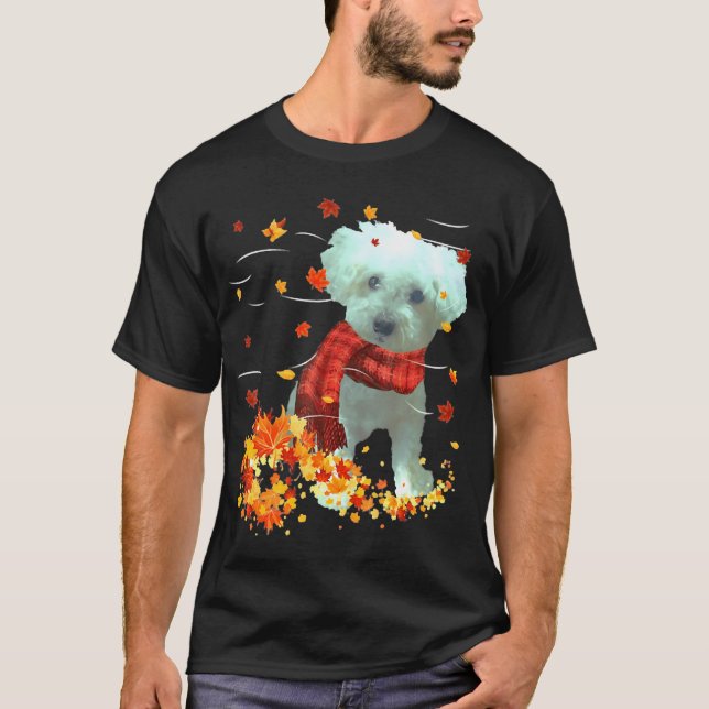 Camiseta Bufanda de otoño para Poochon - Hojas de otoño de  (Anverso)