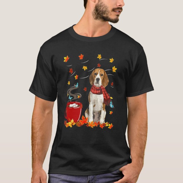 Camiseta Bufanda de perro Beagle Otoño Chocolate Otoño (Anverso)