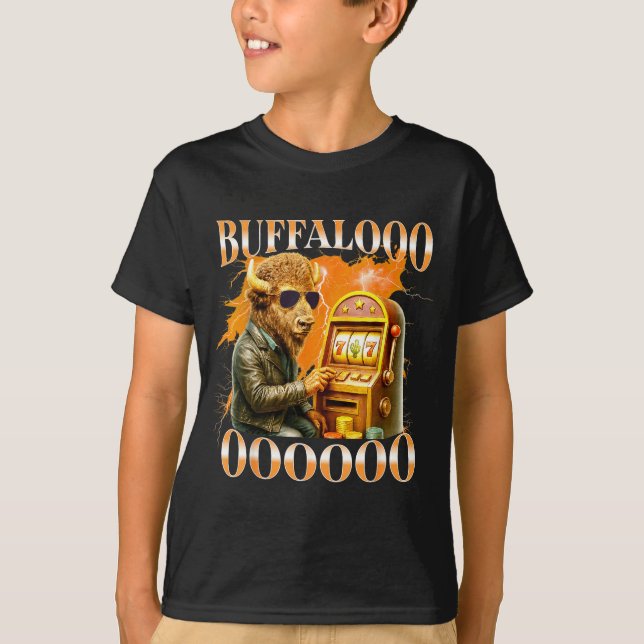 Camiseta Buffalo Bison Casino Slot Machine Funny Gambling B (Anverso)