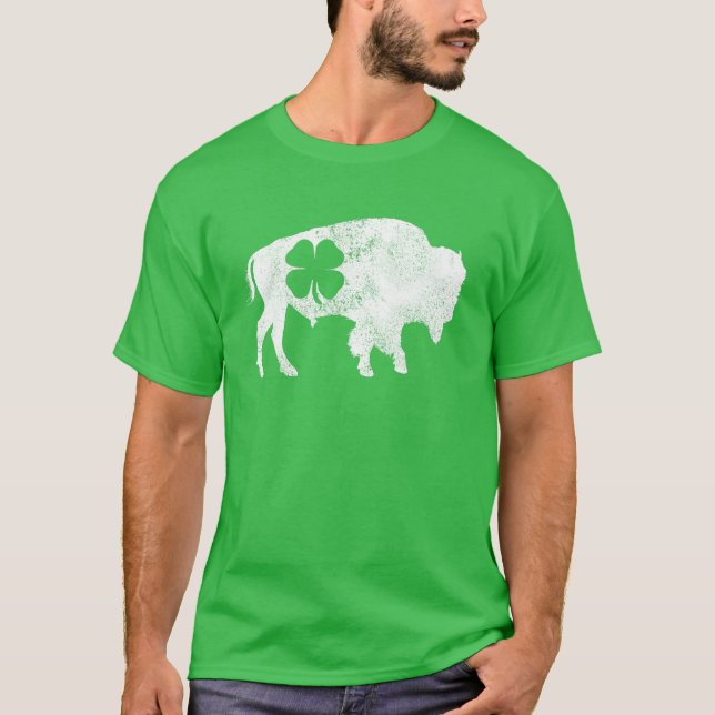 Camiseta Buffalo Bison Shamrock St. Patrick's Day Saint Pad (Anverso)