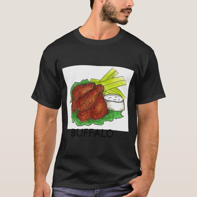 Camiseta Buffalo Ny New York Hot Bbq Chicken Wings Celery _ (Anverso)
