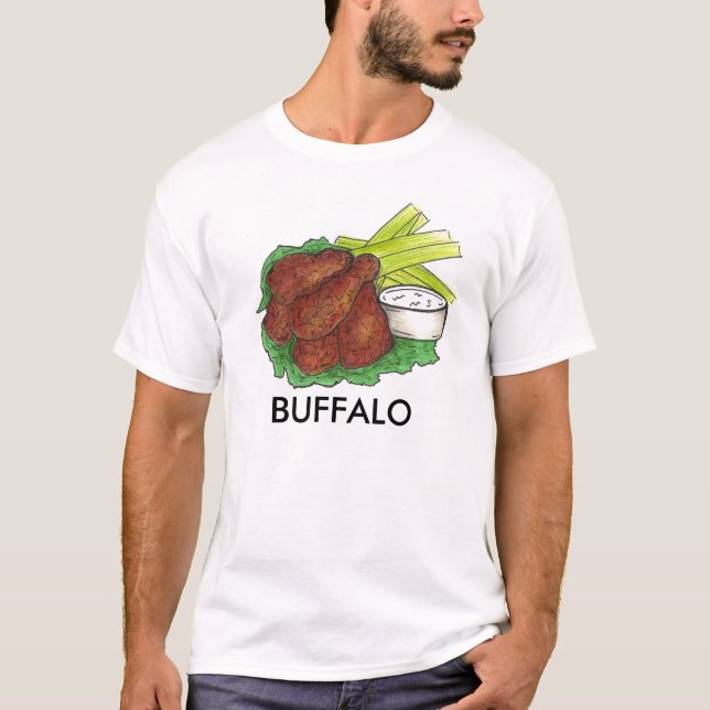 Camiseta Buffalo NY Nueva York Hot BBQ Chicken Wicken Celer (Anverso)