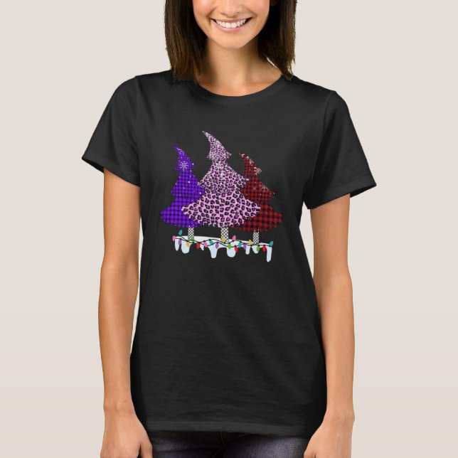 Camiseta Buffalo Plaid and Leopard Christmas Tree (Anverso)