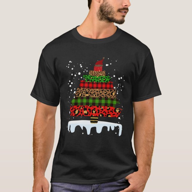 Camiseta Buffalo Plaid and Leopard Christmas Tree  1 (Anverso)