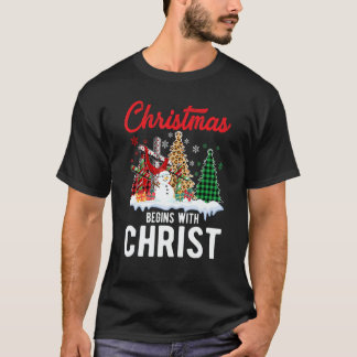 Camiseta Buffalo Plaid Christian Jesus Christmas Begins Wit