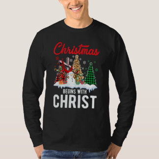 Camiseta Buffalo Plaid Christian Jesus Christmas Begins Wit
