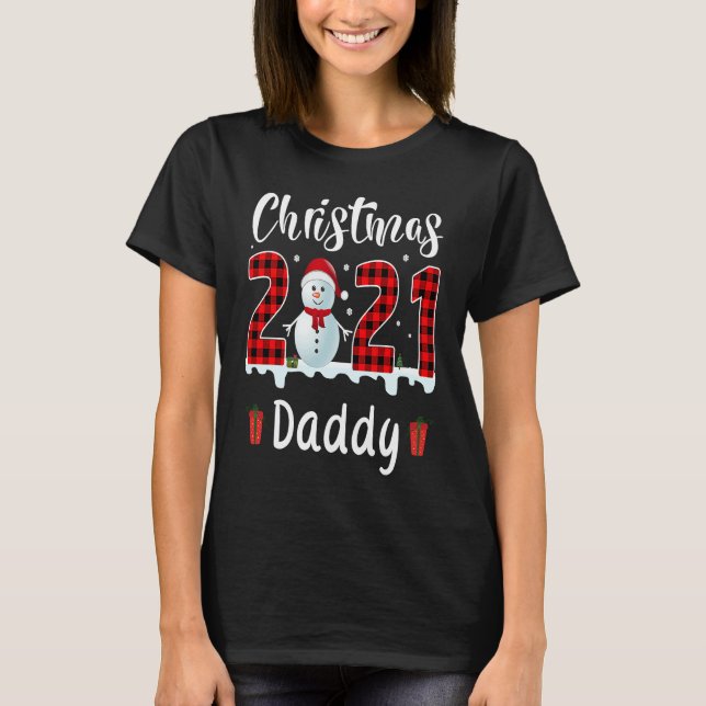 Camiseta Buffalo Plaid Christmas 2021 Daddy Snowman (Anverso)