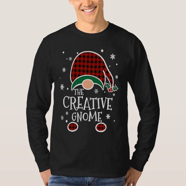 Camiseta Buffalo Plaid Creative Gnome  Christmas Family Mat (Anverso)