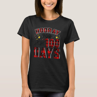 Camiseta Buffalo Plaid Happy 100th Day of School Hooray for