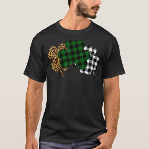Camiseta Buffalo Plaid Leopard Shamrock Clover Lucky St Pat