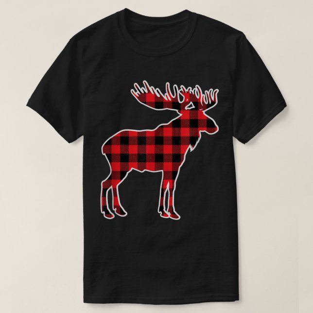 Camiseta Buffalo Plaid Moose Christmas Design (Diseño del anverso)
