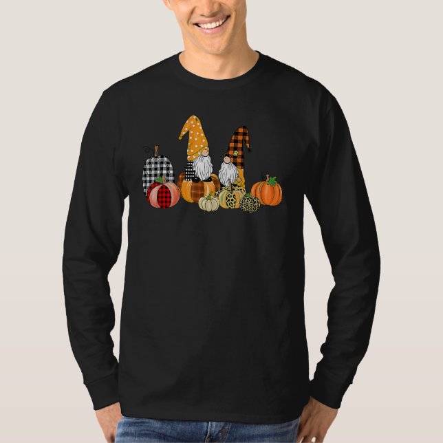Camiseta Buffalo Plaid Pumpkin Gnomes Fall Autumn Thanksgiv (Anverso)
