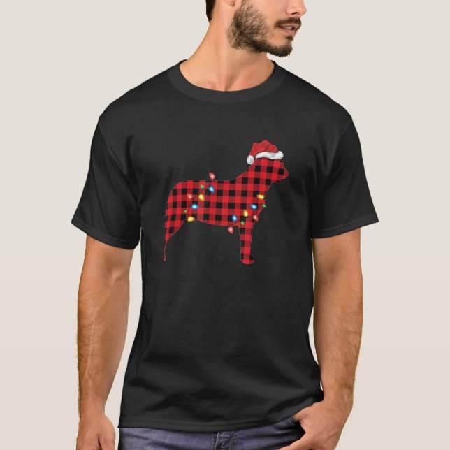 Camiseta Buffalo Plaid Santa Australian Cattle Dog Christma (Anverso)
