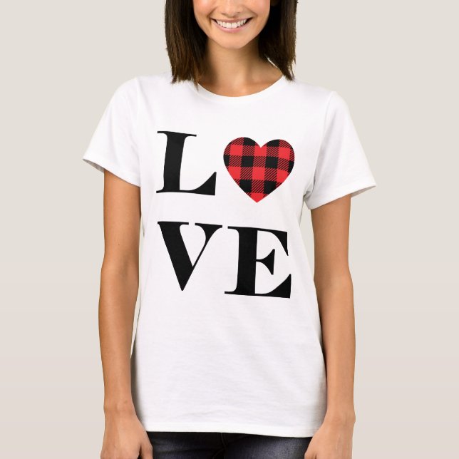 Camiseta Buffalo Red Plaid Heart Love (Anverso)