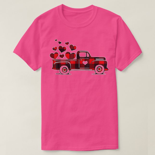 Camiseta Buffalo Red Plaid Truck With Heart Cute Valentine' (Diseño del anverso)