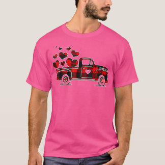 Camiseta Buffalo Red Plaid Truck With Heart Cute Valentine'