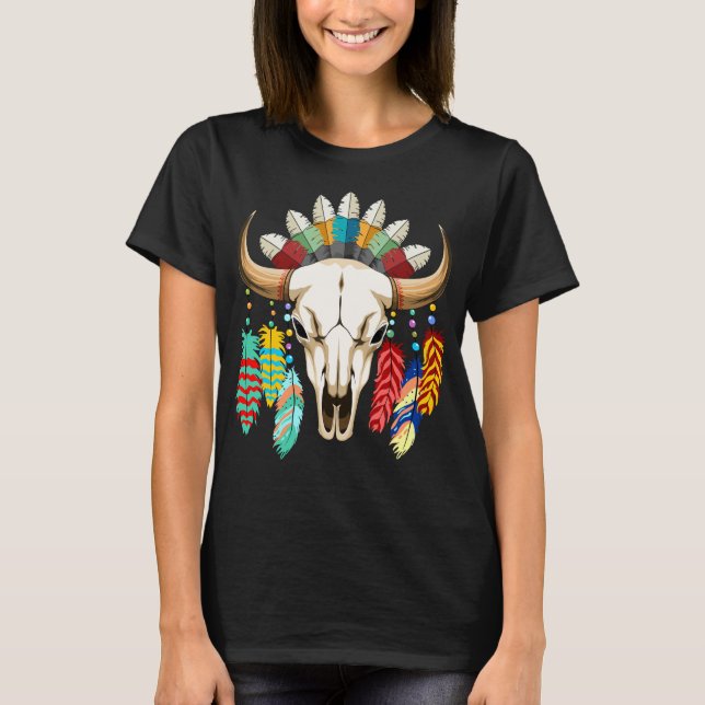 Camiseta Buffalo Skull Native American Emblem (Anverso)