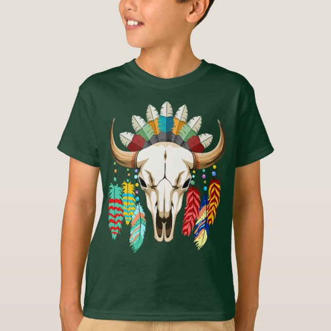 Camiseta Buffalo Skull Native American Emblem (Anverso)